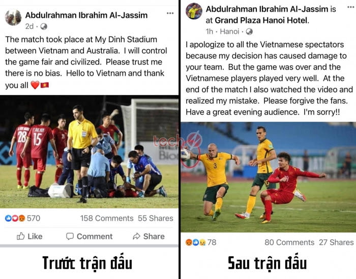 Trọng tài Al-Jassim đã chính thức xin lỗi ĐT Việt Nam