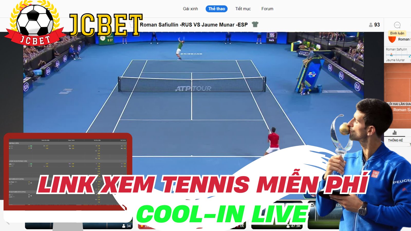 Link xem trực tiếp tennis hôm nay